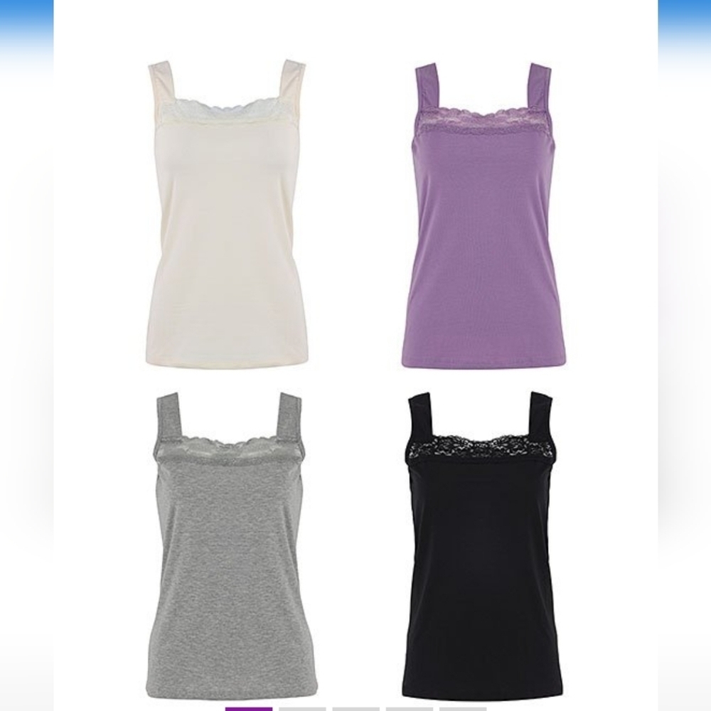 🆕️ 1X SET OF 4 LACE TRIMMED TANK TOPS